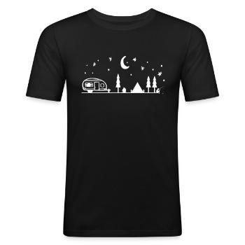 Caravane remorque camping vacances pêche cadeau - T-shirt près du corps Homme - noir - Devant - Nik (191cm)