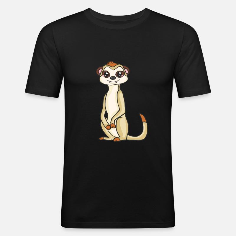 Erdmännchen - Männer Slim Fit T-Shirt - Schwarz