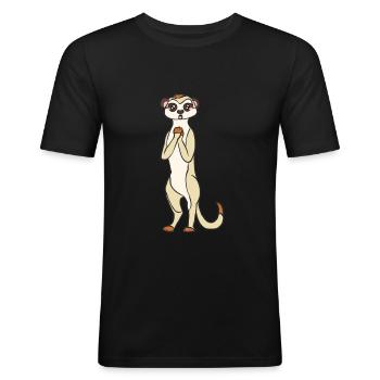 suricate - T-shirt près du corps Homme - noir - Devant - Nik (191cm)
