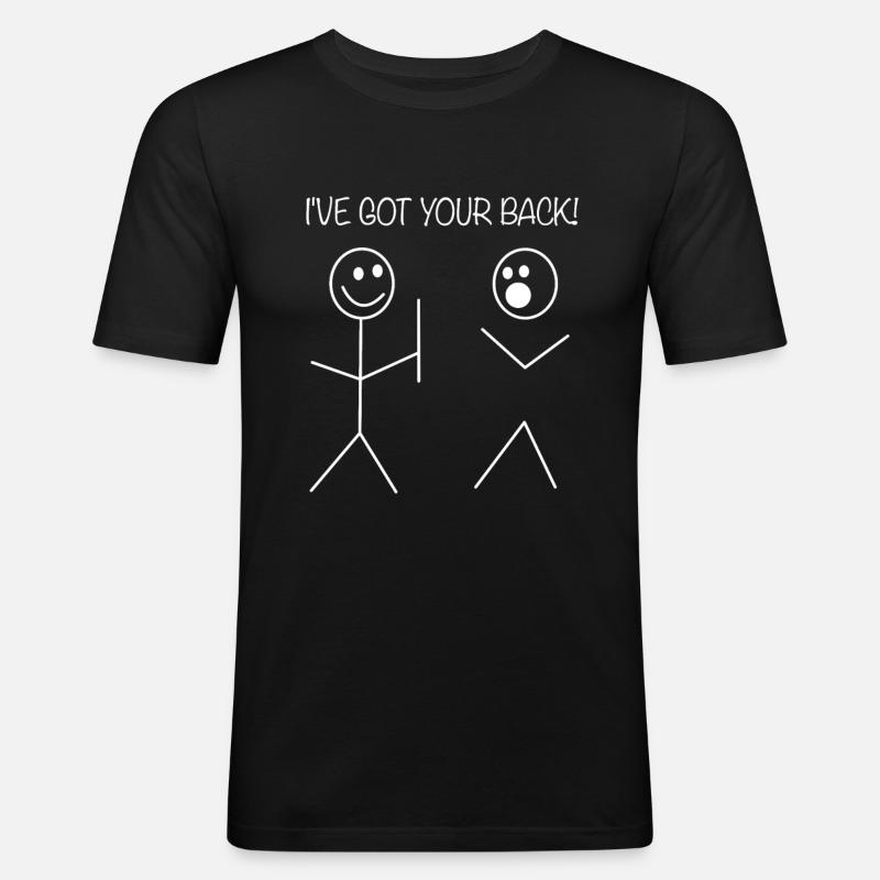 I've got your back! - Stick figure meme gift - Men's Slim Fit T-Shirt - black