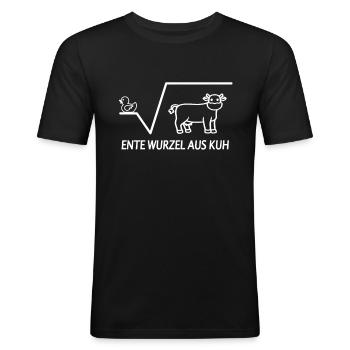 Ente Wurzel aus Kuh Witze Mathe Mathematik Lehrer - Männer Slim Fit T-Shirt - Schwarz - Vorne - Nik (191cm)