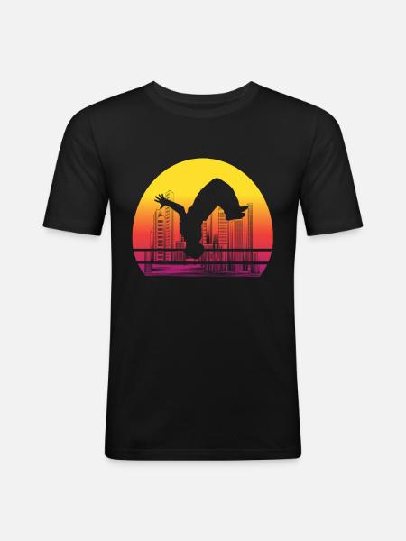 Parkour Backflip Siluette Freerunning Gift - Men's Slim Fit T-Shirt - black