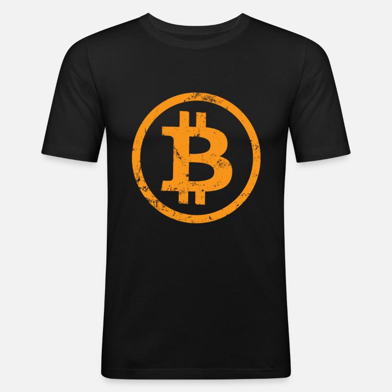 Bitcoin Button Kryptowährungen Bitcoins - Männer Slim Fit T-Shirt - Schwarz