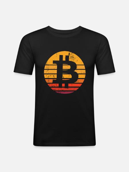 Retro Bitcoin Button - cryptocurrency bitcoins - Men's Slim Fit T-Shirt - black