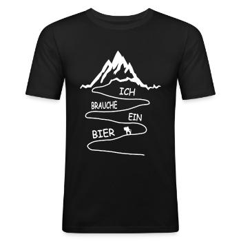 Berg Wandern Ich Brauche Ein Bier Lustiger Spruch - Männer Slim Fit T-Shirt - Schwarz - Vorne - Nik (191cm)