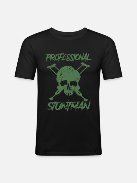 Professional Stuntman Skull with Crutches - Men's Slim Fit T-Shirt - black
