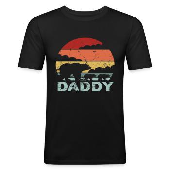 Papa Bear père d’enfant jumeaux cadeau de fête des pères - T-shirt près du corps Homme - noir - Devant - Nik (191cm)
