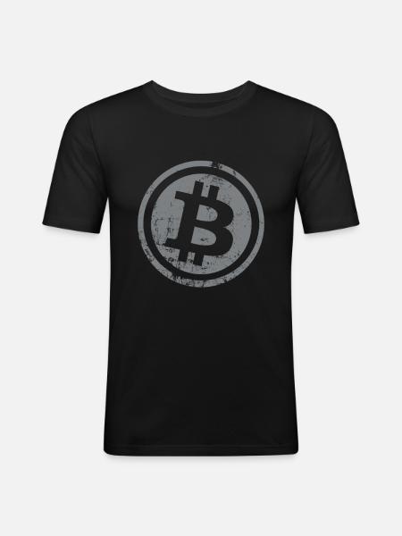Bitcoin Button Cryptocurrencies Bitcoins - Men's Slim Fit T-Shirt - black