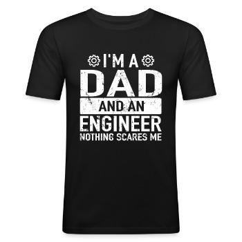 Ingenieur Daddy Engineering Engineers Engineer Dad - Männer Slim Fit T-Shirt - Schwarz - Vorne - Nik (191cm)