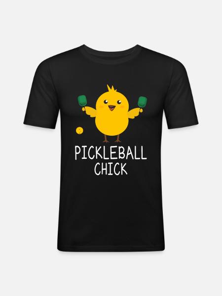Pickleball Chick - Playing Pickleball - Men's Slim Fit T-Shirt - black