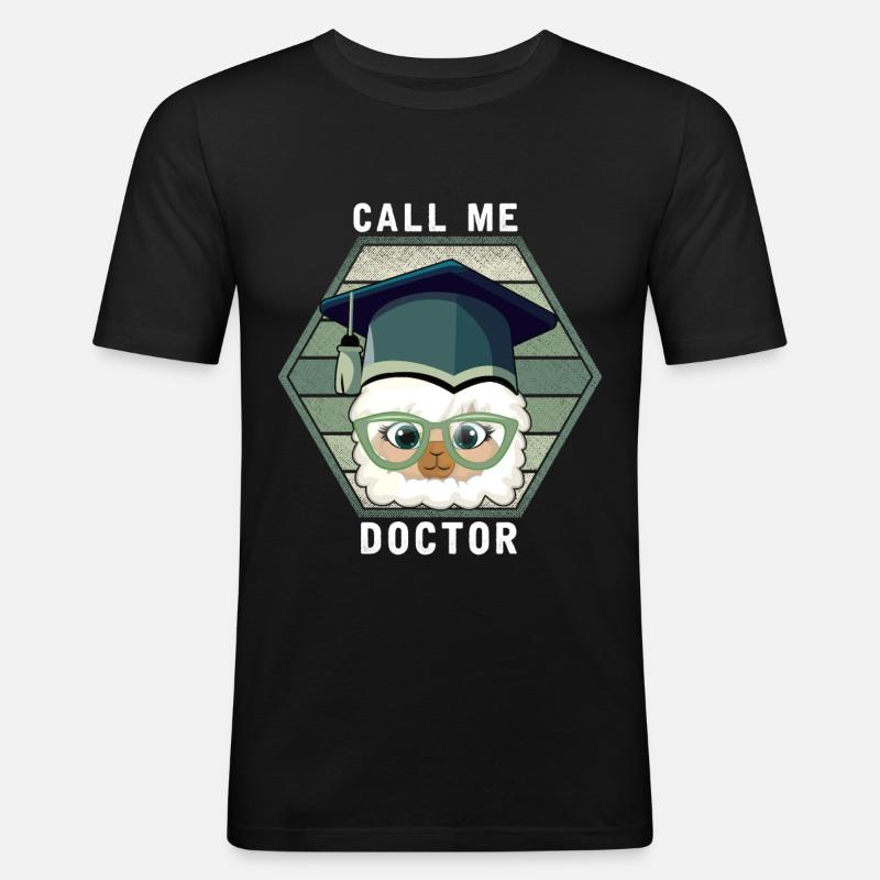 Doktorgrad PHD Funny Llama Alpaca - Herre Slim Fit T-Shirt - sort
