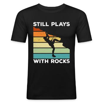Mur d’escalade Escalade de bloc Escalade de rocher - T-shirt près du corps Homme - noir - Devant - Nik (191cm)