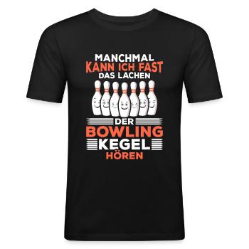 Bowling spielen - Lustiges Bowling Kegeln Kegler - Männer Slim Fit T-Shirt - Schwarz - Vorne - Nik (191cm)