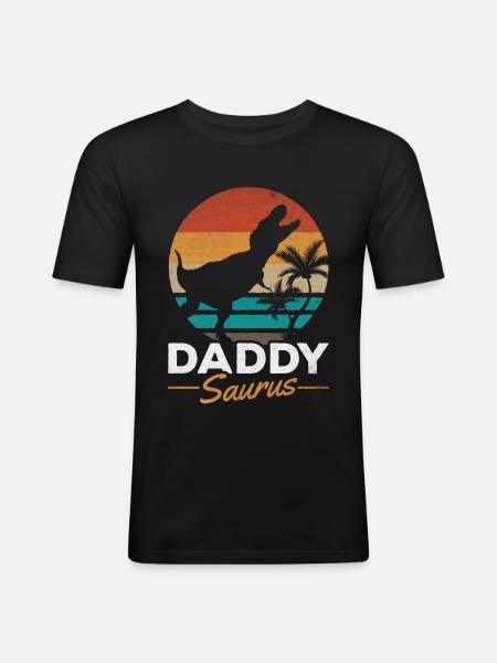 Daddysaurus Dino Papa Dino Daddy Dinosaur Daddy - Herre Slim Fit T-Shirt - sort
