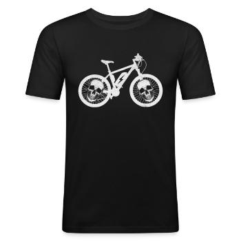 Fahrrad mit Totenköpfen auf Rädern Radfahren - Männer Slim Fit T-Shirt - Schwarz - Vorne - Nik (191cm)