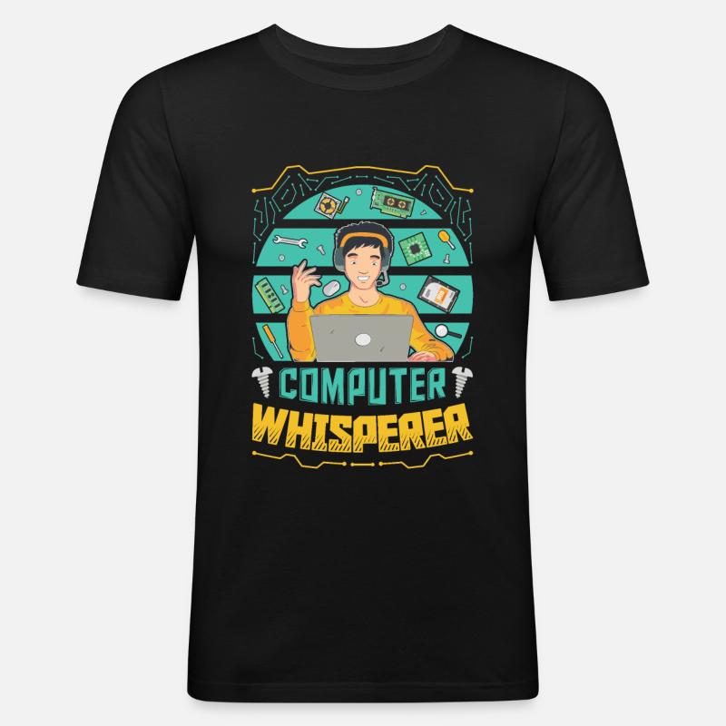 Computerflüsterer IT-Unterstützung - Männer Slim Fit T-Shirt - Schwarz