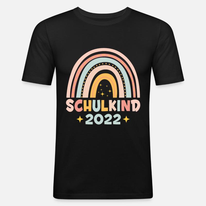 Bunter Regenbogen Schulkind 2022 - Männer Slim Fit T-Shirt - Schwarz