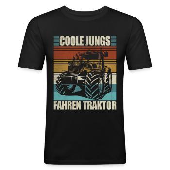 Traktor Junge Kleiner Landwirt Traktor - Männer Slim Fit T-Shirt - Schwarz - Vorne - Nik (191cm)