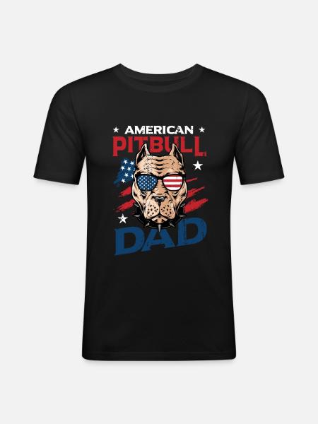 American Pitbull Dad July 4 - Men's Slim Fit T-Shirt - black