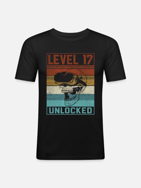 Boy 17th Birthday Gamer - Men's Slim Fit T-Shirt - black
