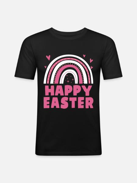 Happy Easter Women Kids Rainbow - Men's Slim Fit T-Shirt - black