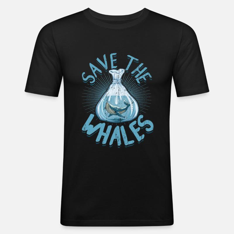 Rettet die Wale - Männer Slim Fit T-Shirt - Schwarz