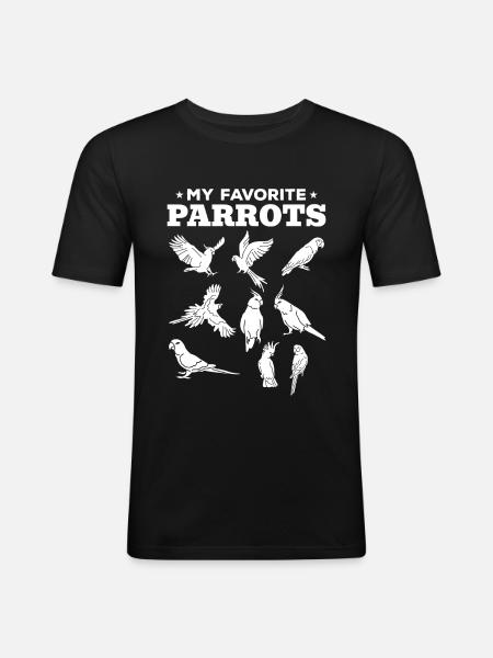 Mes perroquets préférés Cockatiel Macaw - T-shirt près du corps Homme - noir