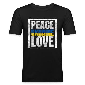 Ukraine Flagge Ukrajina Land Ukrainer Ukrainisch - Männer Slim Fit T-Shirt - Schwarz - Vorne - Nik (191cm)