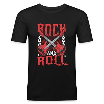 Rock'n'Roll - Men's Slim Fit T-Shirt - black - Front - Nik (191cm)