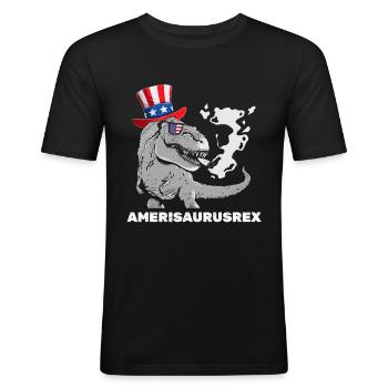 4th Of July Amerisaurusrex Patriotic Dinosaur - Männer Slim Fit T-Shirt - Schwarz - Vorne - Nik (191cm)