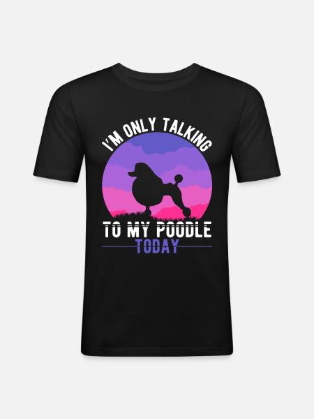 Pudel Mamma Hund Introvert Pudel Mamma - Slim Fit T-shirt herr - svart