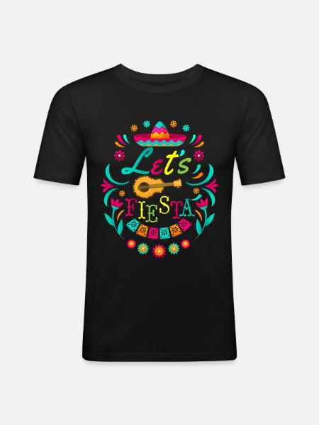 Lets Fiesta Cinco de Mayo Guitar Fiesta - Men's Slim Fit T-Shirt - black