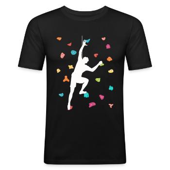 Free climbing Bouldering - Men's Slim Fit T-Shirt - black - Front - Nik (191cm)