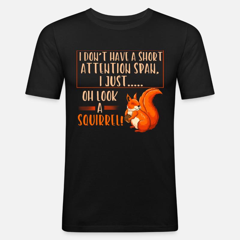 Écureuils à courte attention - T-shirt près du corps Homme - noir