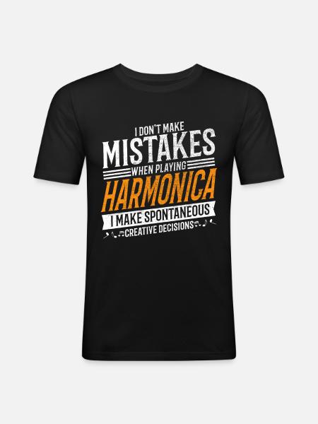 Harmonica Creative Harmonica Player - Men's Slim Fit T-Shirt - black