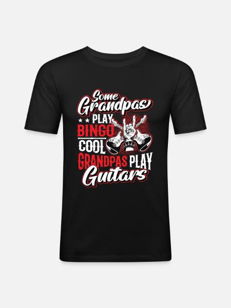 Cool grandpas play guitar - Men's Slim Fit T-Shirt - black