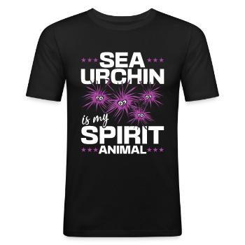 Seeigel ist mein Geist Tier - Seeigel - Männer Slim Fit T-Shirt - Schwarz - Vorne - Nik (191cm)
