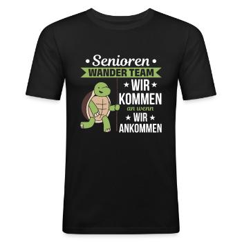 Senioren Wander Team Pensionisten Wander Team - Männer Slim Fit T-Shirt - Schwarz - Vorne - Nik (191cm)