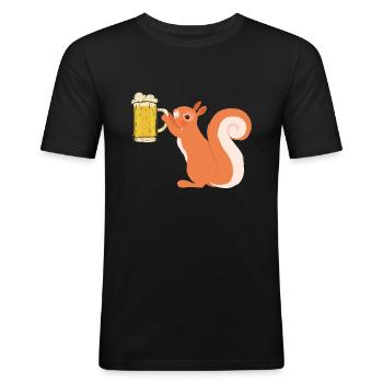 Eichhörnchen, lustiges Eichhörnchen, Eichhörnchen - Männer Slim Fit T-Shirt - Schwarz - Vorne - Nik (191cm)