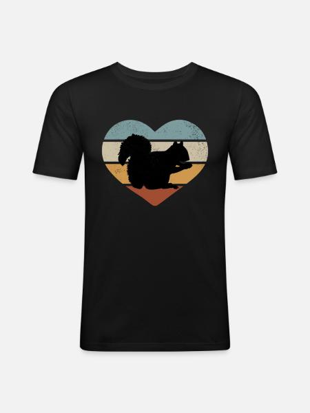 Squirrel lover, cute - Men's Slim Fit T-Shirt - black
