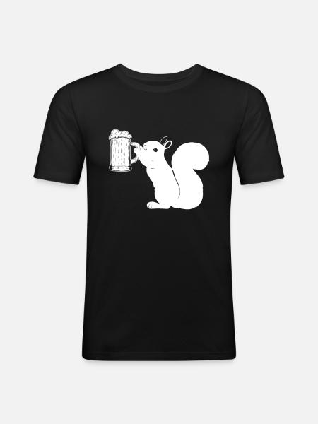 Biereichhörnchen Drôle d’écureuil - T-shirt près du corps Homme - noir