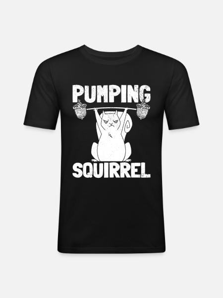 Pumping Squirrel Powerlifting Squirrel - Men's Slim Fit T-Shirt - black