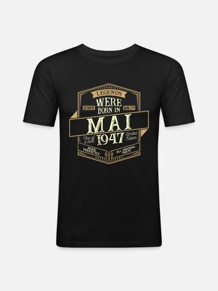 May 1947 Birthday Man - Men's Slim Fit T-Shirt - black