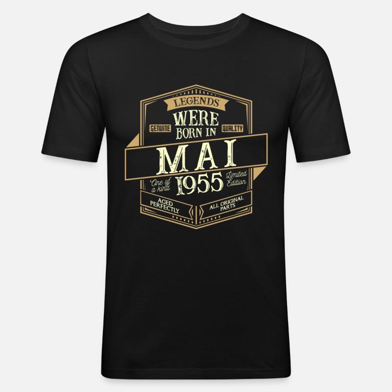 Mai 1955 Geburtstag Mann - Männer Slim Fit T-Shirt - Schwarz