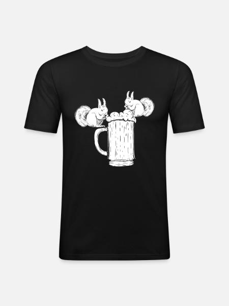 Squirrel Beer Funny squirrel drinks - Men's Slim Fit T-Shirt - black