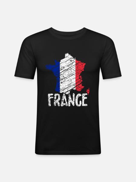 Frankreich Paris - Männer Slim Fit T-Shirt - Schwarz
