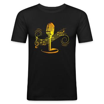 Mikrofon Sängerin Sänger Musikalisch Singen - Männer Slim Fit T-Shirt - Schwarz - Vorne - Nik (191cm)