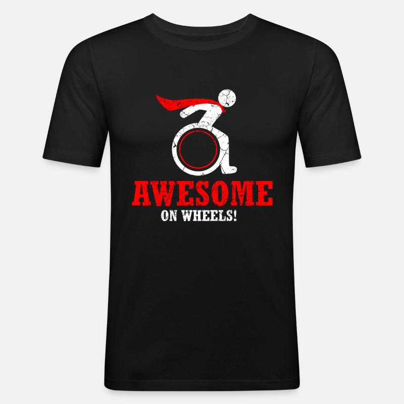 Rollstuhl Rollstuhlfahrer Behinderung Geschenk - Männer Slim Fit T-Shirt - Schwarz
