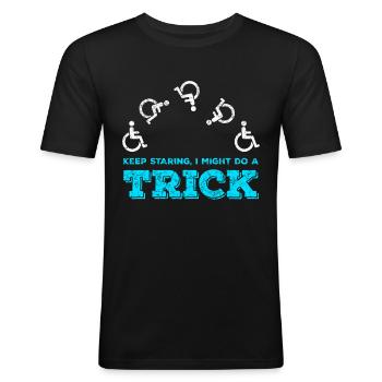 Wheelchair wheelchair user disability gift - Men's Slim Fit T-Shirt - black - Front - Nik (191cm)