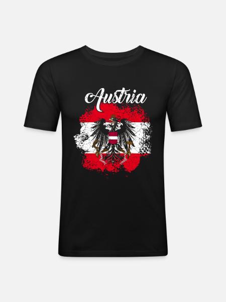 Austria flag Austrian flag holiday - Men's Slim Fit T-Shirt - black